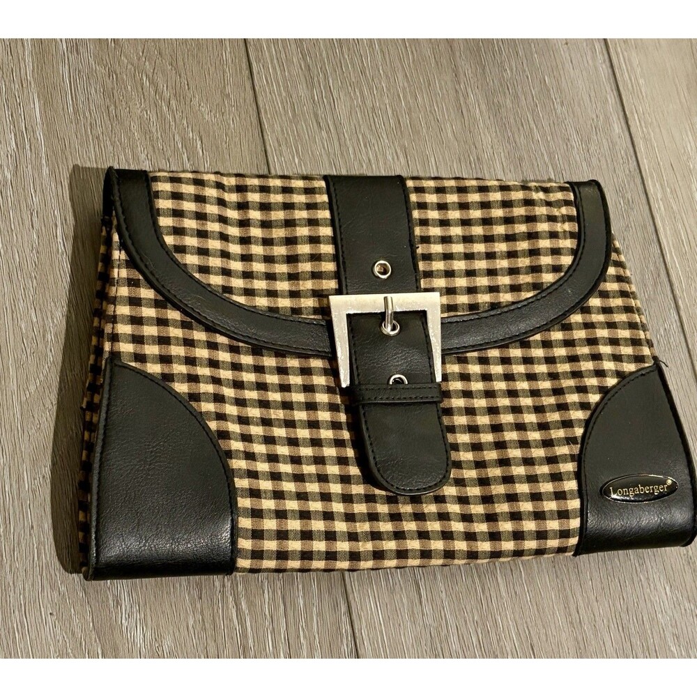 Longaberger Homestead Handbag Brown/Black Plaid Purse 11 Inch